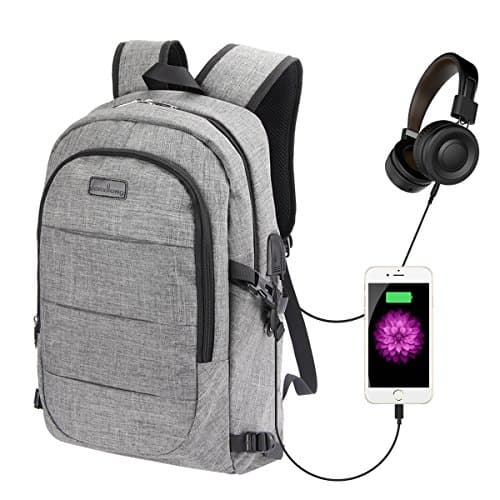 Laptop Backpack,MEKUULA Multi-Function Anti Theft Water Resistant Computer Backpack with USB charging Port and Headphone Interface for School/Travel/Business for 15.6 Inch Laptop and Notebook - Gray
