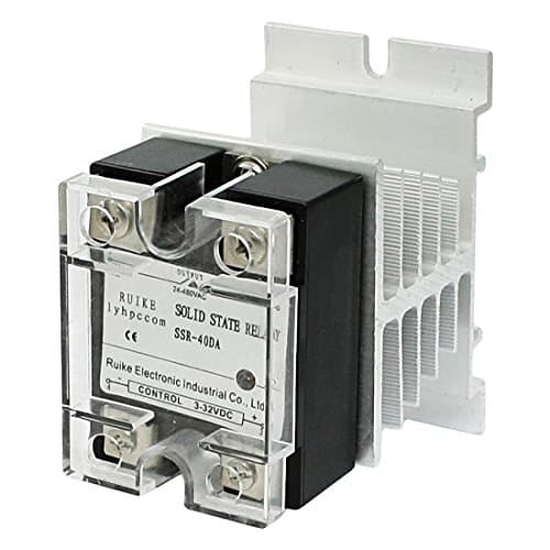 SSR-40DA Solid State Relay - RUIKE lyhpcom DC 3-32V to AC 24-480V 40A Single Phase SSR-40DA Solid State Relay with Heat Sink Black