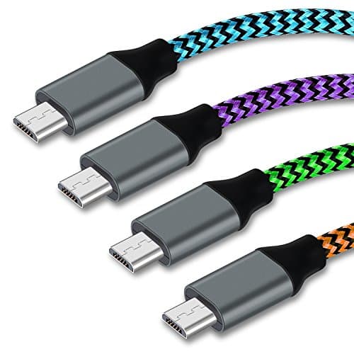 Micro USB Cable,4 Pack 10FT High Speed USB to Micro USB Charging Cables Nylon Braided Cord Aupek Android Charger Cord for Samsung Galaxy S7 Edge/S6/Note 5,HTC,PS4,XBOX/Camera(Blue Green Orange Purple)