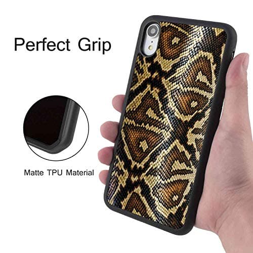 Snake Skin Pattern iPhone Xr Pattern Black TPU PC Soft Edge Phone Case for iPhone Xr