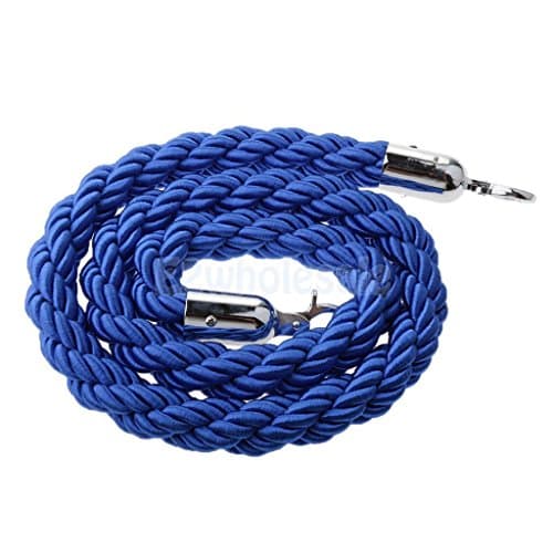 Blue Queue Divider Control Stanchion Barrier Posts Twisted Rope 1.5m Long