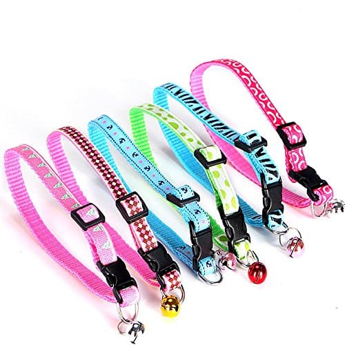 Winwin,Adjustable New Polyester Collar with Bell Cute Bow for Small XS Dogs & Cats,Random Color No Fade,Teddy,Pomeranian Collors Handmade Printed Colorful