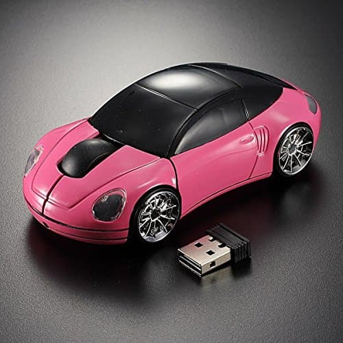 Car Shaped Mouse Wireless Mouse Computer Mice with USB Receiver Pink