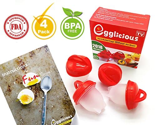Egglettes Egg Cooker: Hard & Soft Maker, No Shell, Non Stick Silicone, Poacher, Boiled, Steamer, AS SEEN ON TV by Egglicious