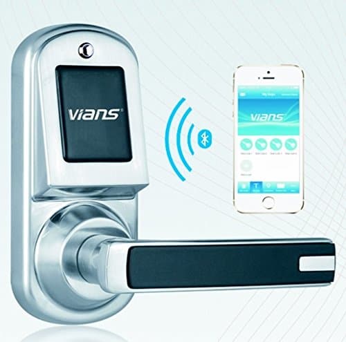 Vians Bluetooth Smart Lock - Secure Keyless Home Entry Using Smart Phone, Modern Black Model