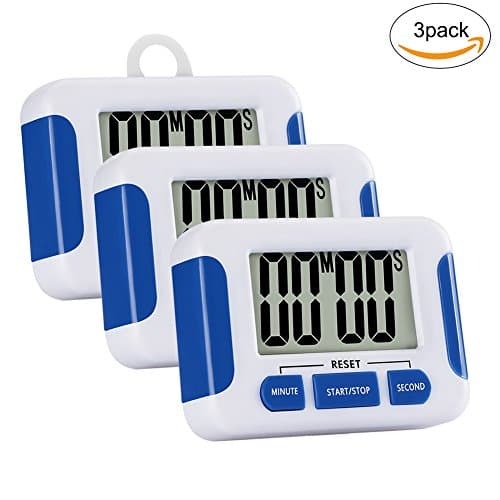 ROTEGA 3 Pack Magnetic Digital Cooking Kitchen Timer,Count-Down Up Clock with Loud Alarm and Large LCD Display(White)