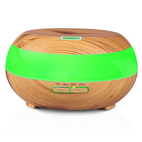 OSORD Essential Oil Diffuser, 300ml Aromatherapy Diffuser Ultrasonic Cool Mist Humidifiers with Color LED Lights Changing and Waterless Auto Shut-off for Home Office Yoga Spa-Wood Grain