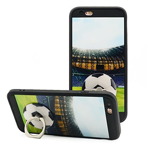 iPhone 6s Plus Case,iPhone 6 Plus Case with Pop up Kickstand and Grip [Shockproof +Anti-Scratch] Fashion Soft TPU Bumper and Holder Stand White Cover Case for iPhone 6s/6 Plus 5.5 Inch Soccer