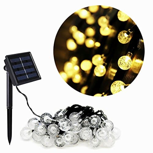 Solar String Lights, YODAKE Bubble Ball Warm Twinkle LED String Lights for Indoor Outdoor, 2 Modes Waterproof Decorative Globe for Thanksgiving, Patio, Garden Decoration, Bedroom, Party, Wedding