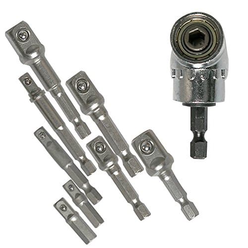 Surepp 105 Degree Flexible Angle Extension Bit+8Pcs Socket Adapter Impact Hex Shank Drill Bits Bar Set for Drill CR-V Quick Change Nut Driver Socket Bit Set Adapters