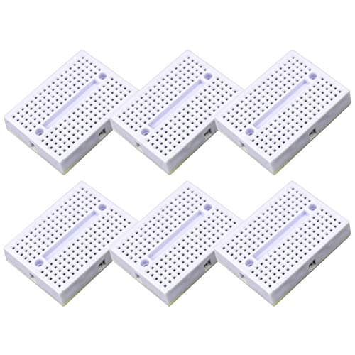 Electrely 6Pcs 170 Tie Points Mini Breadboard Kit, Experiment Circuit Board Self-Adhesive Board for Arduino ProtoShield, Small Solderless Breadboard for Electronic Kits UNO R3 MEGA 2560 NANO (White)