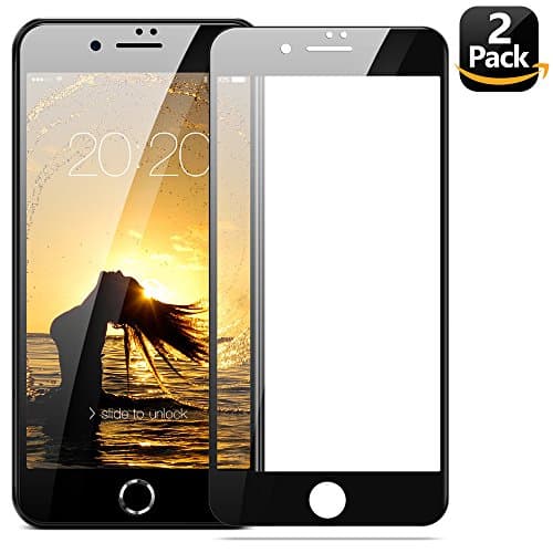 Eakase iPhone 7 8 Screen Protector, [2 Pack] Tempered Glass with Soft PET Frame 3D Full Coverage Anti-Scratch HD Clear Screen Protector Film for Apple iPhone 7 8 4.7 Inch (Black)