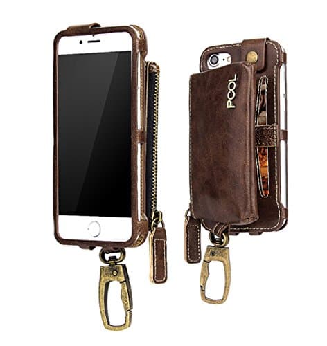 Punassi Multi function Detachable Luxury Premium Leather Case with Utility Gadget Pouch Magnetic Closure Waist Pouch Fanny Pack (Iphone 6/6s, Brown)