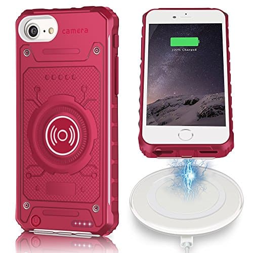 iPhone 6s Plus Wireless Charger Case, Apoptech Shockproof Bumper iPhone 6 Plus Battery Case Backup 3350mAh External Power Bank Charger + Receiver Wireless Charging Kit for iPhone 7 Plus 6s Plus Rose