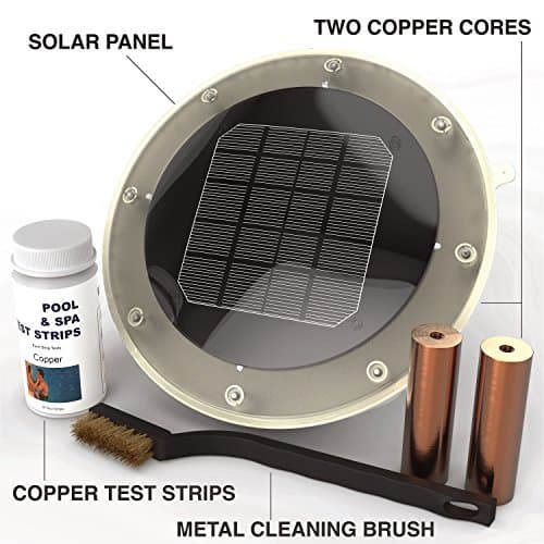 Solar Pool Ionizer Kills Algae Using 80% Less Chlorine &amp; Keeps Water Sparkling Clear Without Algaecides | Treats Swimming Pools 500 to 35,000 Gallons | Save up to $650 per year in Chemicals