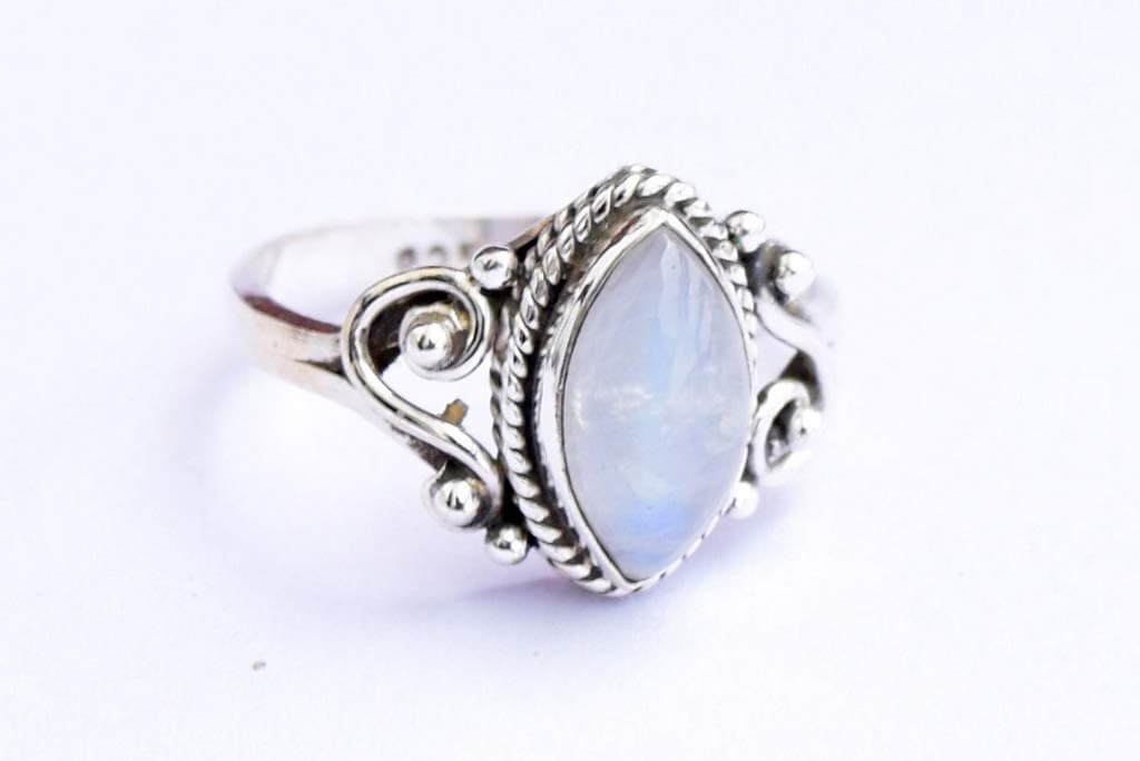 925 Sterling Silver Gemstone Ring Size - Gemstone Statement Ring Gift Jewellery For Girl Women (moonstone, 6)