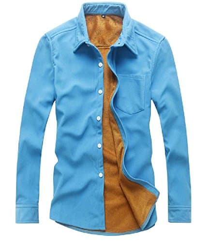 GodeyesMen Godeyes Men's Warm Solid Classic Lapel Plus Velvet Button-Down Shirts