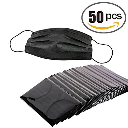 Caryo 50pcs Disposable Non-woven 3 Layer Filter Dustproof Earloop Face Mouth Masks Protection for Shopping And Outdoor Activities (Black)