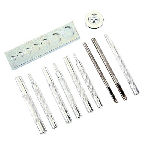 Fine commodities Leathercraft Tool Punch Snap Kit Rivet Setter with Base for Punch Hole and Install Rivet Button (Pack of 11)