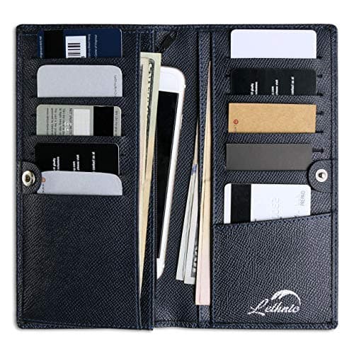 Leather Long Wallet With Snap Button