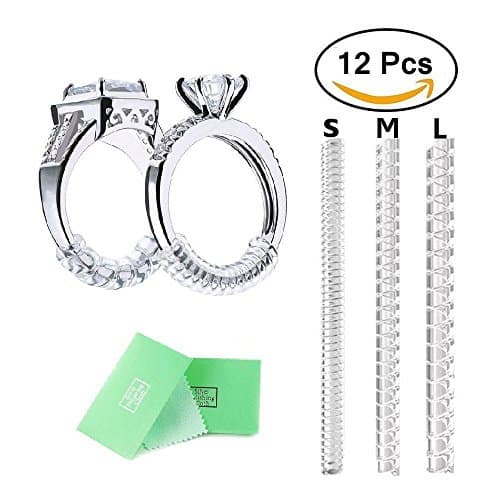 Wenson 12 Pack Ring Size Adjuster 3 Sizes Clear Ring Sizer for Any Rings, Perfect for Loose Rings Wedding Band for Women/Man (2mm/3mm/4mm)