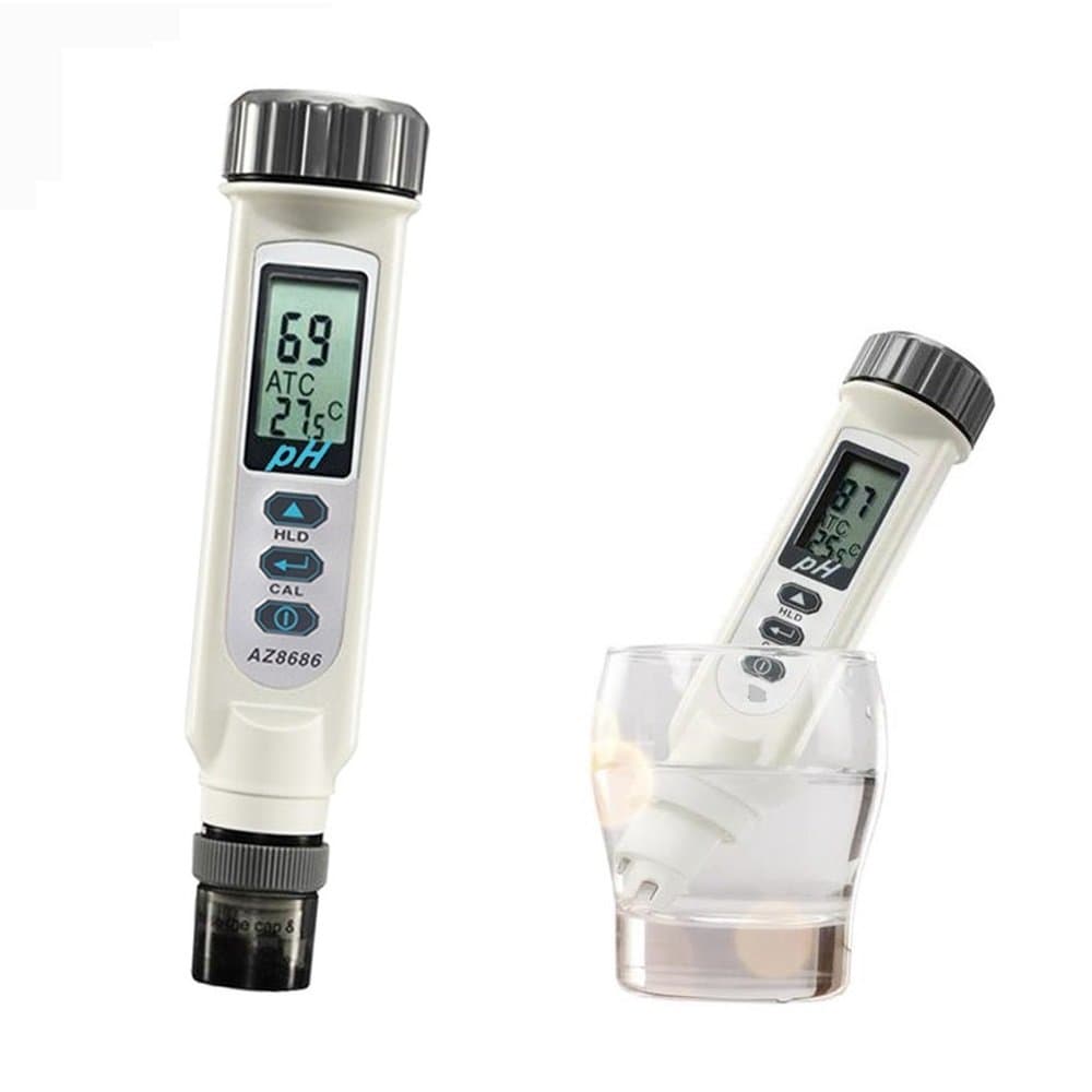 Digital PH Meter,AZ Digital PH Temperature Meter,Big LCD Waterproof pH Pen,High Accuracy Household PH Tester for 0-14 Water Quality Test and ATC(White)