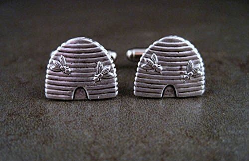 Handmade Oxidized Silver Bee Hive Cuff Links