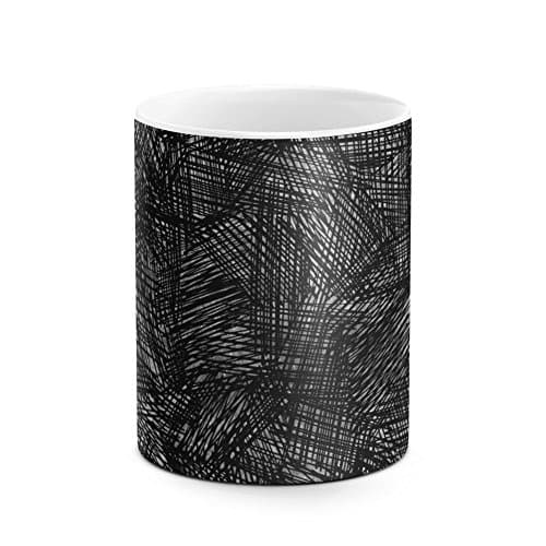 Black Pencil Scribble Doodle Pattern White Heat Resistant Ceramic Tea Coffee Mug - 11oz