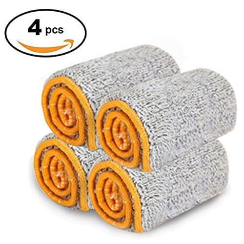 DLFE 4PCS Double Sided Microfiber Flat Mop Refills (Included 4 Microfiber Pad Refills), Size 15"X 4.7" (38cmx 12cm)