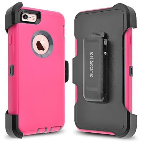 iPhone 6s Plus Case, iPhone 6 Plus Case. Eflistone(TM) Heavy Duty Dual Bumper cover Shockproof Built-in Screen Protector Rugged Hybrid Hard Shell for iphone 6 (6S) plus (Rose Red/ Gray)
