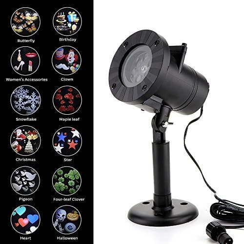 LED Projector Spotlights Christmas Projector Light 12 pcs Replaceable Slides Snowflake Spotlight Colorful Images Decoration for Christmas, Halloween, Party, Wedding, Garden