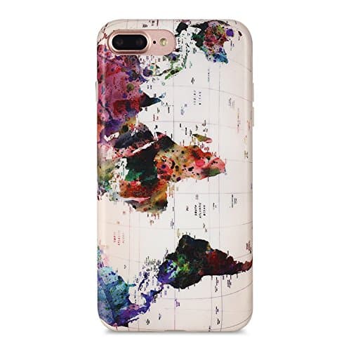 SANKTON Soft TPU Pattern Case for iPhone 7 Plus/8 Plus (Map)