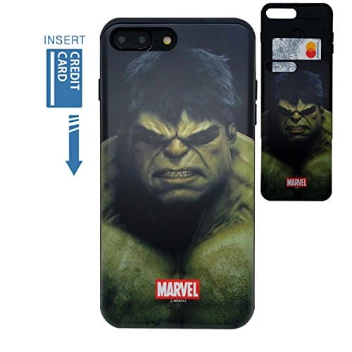 [iPhone 7 Plus Wallet Case/iPhone 8 Plus Wallet Case] KUBRICK Card Holder Slide Cover Bumper Phone Case Dual Layer Protection UV Printing (Hulk)