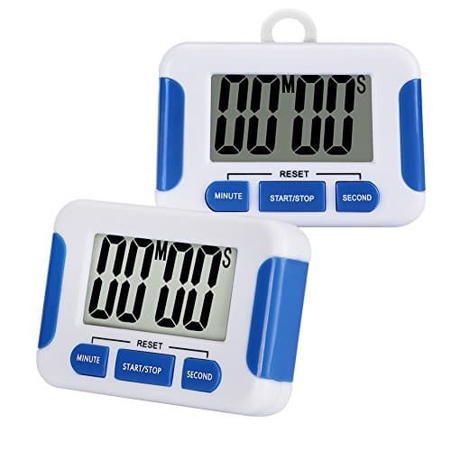 ROTEGA 2 Pack Magnetic Digital Cooking Kitchen Timer,Count-Down Up Clock with Loud Alarm and Large LCD Display(White)
