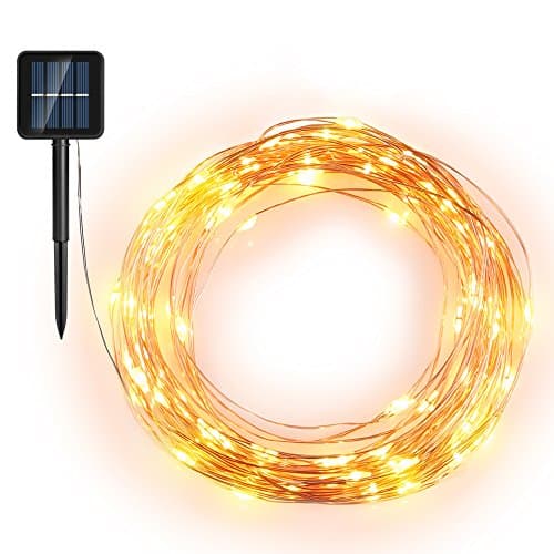 Starry String Lights, Solar Powered String Lights, 33ft 100 LED Copper Wire Lights, Indoor/ Outdoor Waterproof Solar Decoration Lights for Gardens, Home, Dancing, Party Decorative Ornaments Golden