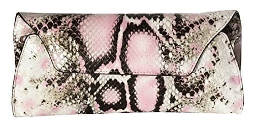 GEMMA BLU Women's Handbag Genuine Leather Python Patterned Clutch Bag Pink