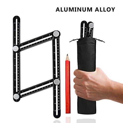 Angleizer Template Tool Premium Aluminum Alloy Pro Precision - Multi Angle Measuring Ruler | Accurate, Durable, Perfect Solution | BONUS Carpenter Pencil and Storage Pouch included