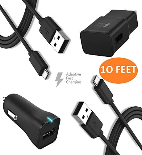 Google Pixel 2 USB-C (Type-C) 2.0 Cable Kit by Ixir {Car Charger + Wall Charger + 2 Type-C Cable} Adaptive Fast Charging for up to 50% faster charging!