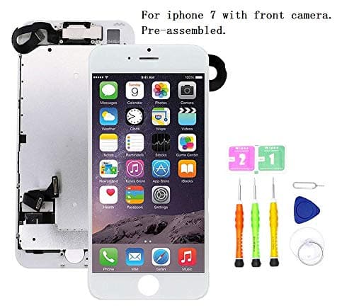 Screen Replacement Compatible with iPhone 7 Full Assemby - LCD 3D Touch Display Digitizer with Ear Speaker, Sensors and Front Camera, Fit Compatible with iPhone 7 (White)