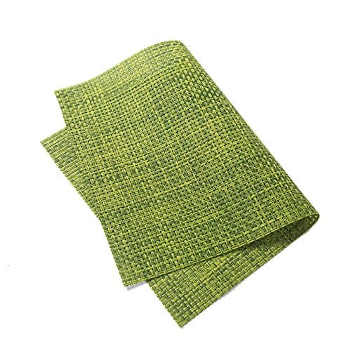 JADEER 1 pc Dinner Placemat Table Mat PVC Rectangular Non-Slip Heat Insulation Braided Kitchen Restaurant Plate Cup Pad Waterproof (green)