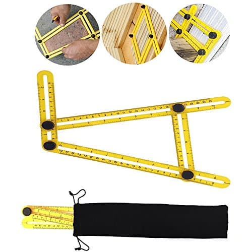 Multi Angle Measuring Tool Folding Ruler, Universal Angularizer Easy Angle Ruler with Bolts and Nuts,Flooring Tile Template Tool Gifts for Men, Handymen, Builders, Craftsmen, DIY-ers
