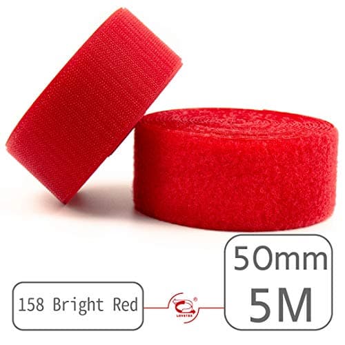50mm(2") Width 5 Pair Yards Sew-On Hook&Loop Fastener Tape for 12 Colors (#158 Bright Red)