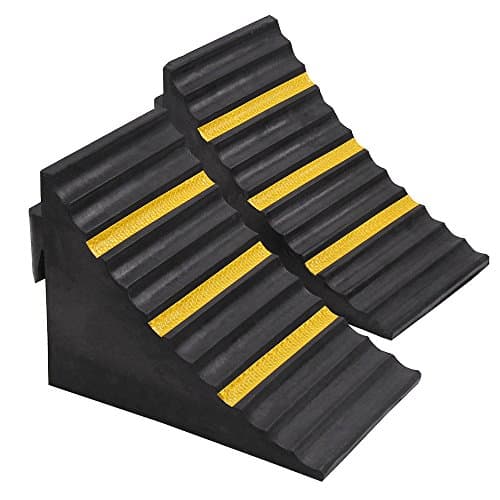 2 Pack Super Heavy Duty Solid Rubber Large Wheel Chock with Handle for Travel Trailer,Hauler Truck, Fire Truck,Commercial Vehicle and RV