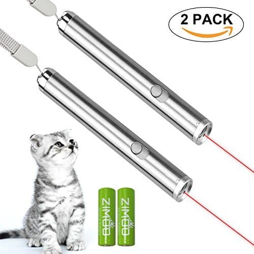ZIMOO Laser Pointer Pet Cat Catch Interactive Light Toy, 2 In 1 Chaser Toy With Flashlight To Scratching Training Tool For Cat Or Dog With AA Batteries (Pack 2)