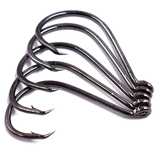 100pcs Size 4#~6/0 Offset Point Octopus Hook with Closed Eye Black High Carbon Steel Sport Circle Hook