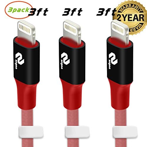 Lightning Cable,Zeyaa Reversible lightning USB cable 3ft 3-Pack Lightning Data Sync and Charger USB Cable For iPhone 7/7 Plus/6/6 Plus/5S/SE, iPad Air/Air2, iPad Mini3 Mini4, iPad Pro And More-Nacarat