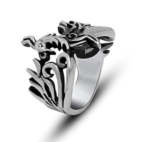 Tide restoring ancient ways Bath fire phoenix Magic ring titanium steel jewelry Spot wholesale price SA506 Siz-8