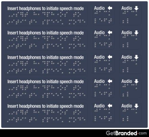 Braille Audio Decals Left and Down (5 Rows)