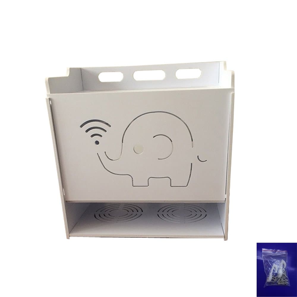 WiFi Router Cable Power Plug Wire Storage Boxes Wall Mount Floating Shelf Storage Rack Containing Box