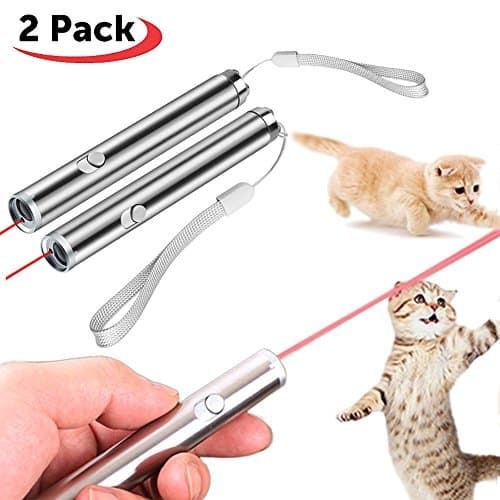 Cat Chaser Toys, 2 in 1 Multi Function Funny Cat Chaser Toys Interactive LED Light,Training Tools(Pack of 2)